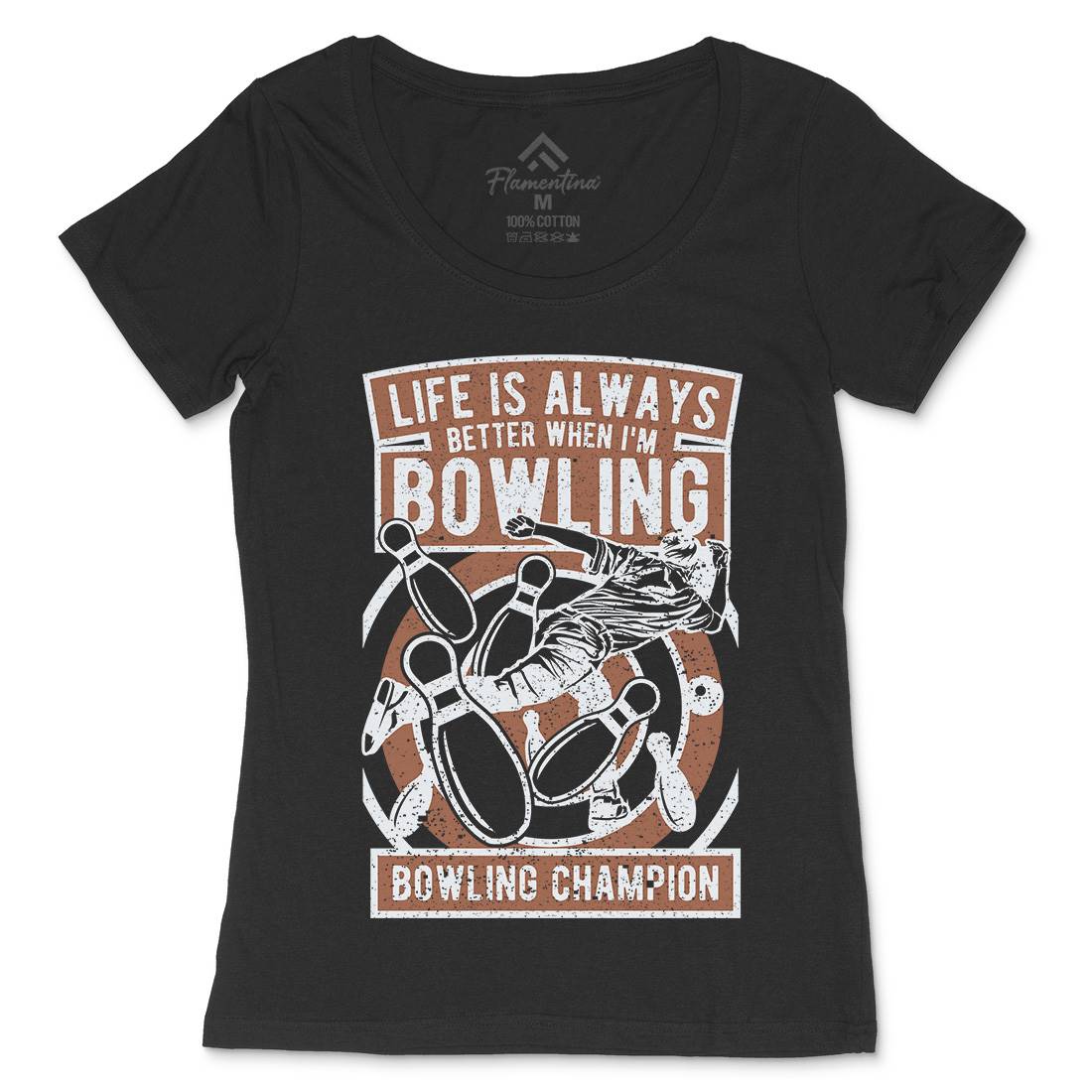 Bowling Champion Womens Scoop Neck T-Shirt Sport A625