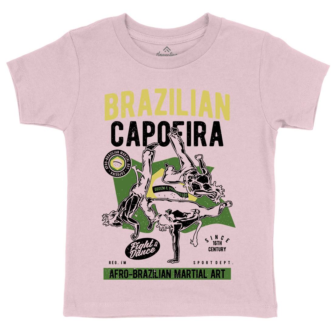 Brazilian Capoeira Kids Organic Crew Neck T-Shirt Sport A626