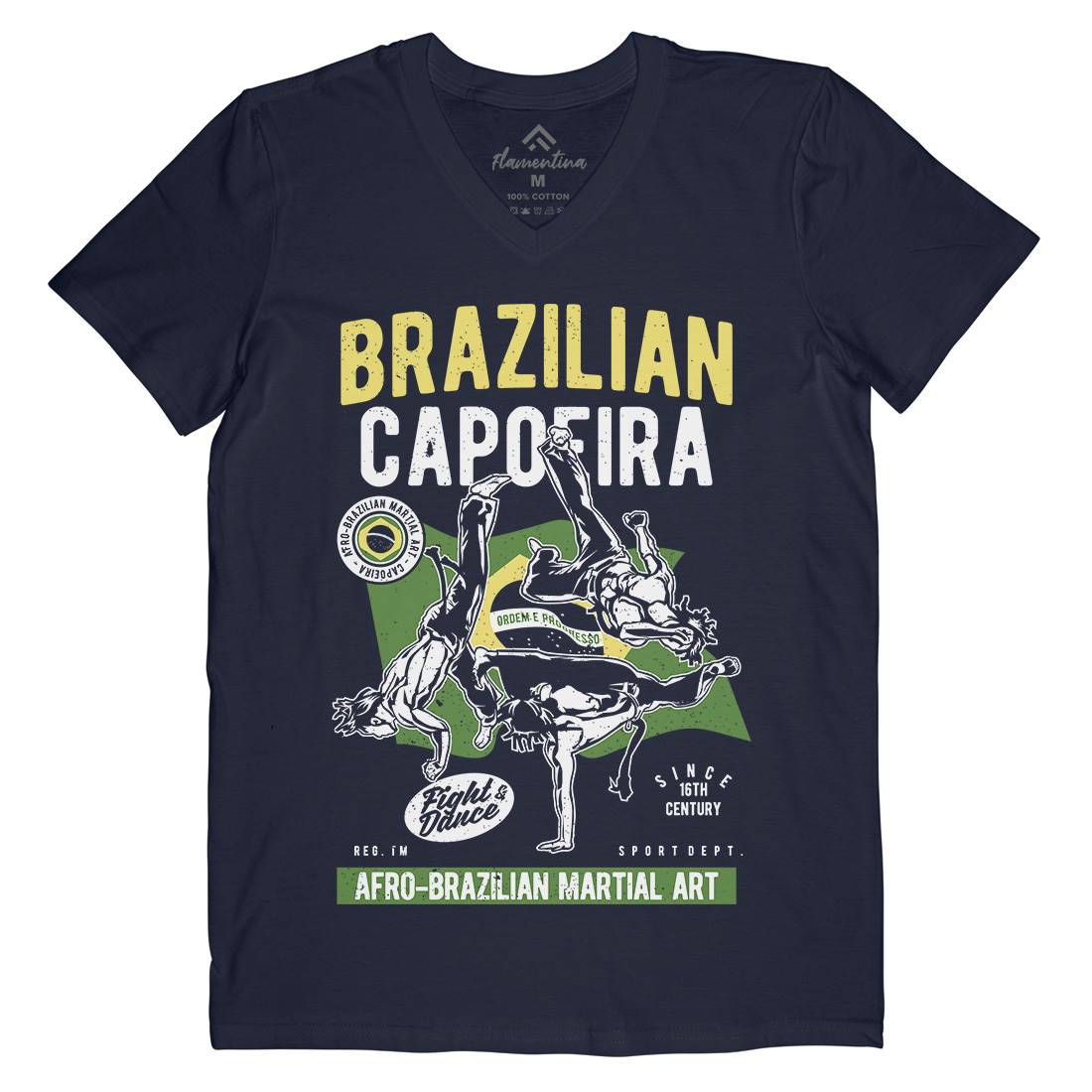 Brazilian Capoeira Mens Organic V-Neck T-Shirt Sport A626