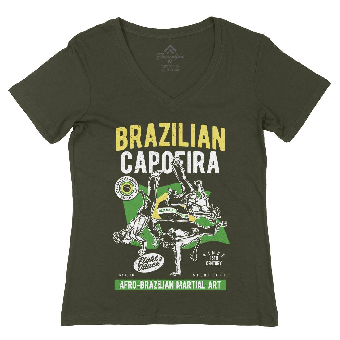 Brazilian Capoeira Womens Organic V-Neck T-Shirt Sport A626