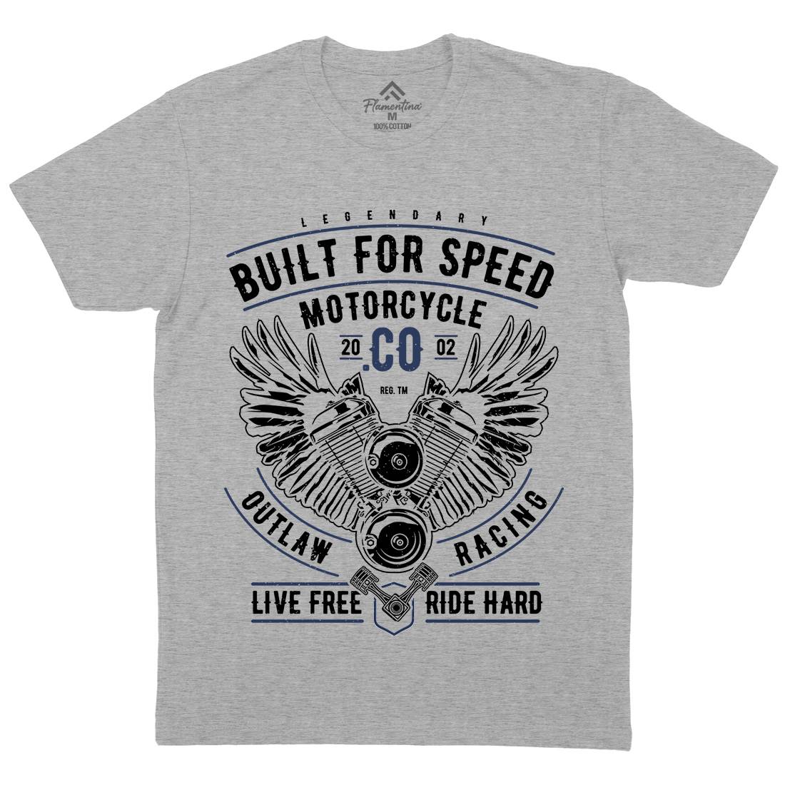 Built For Speed Mens Crew Neck T-Shirt Motorcycles A628