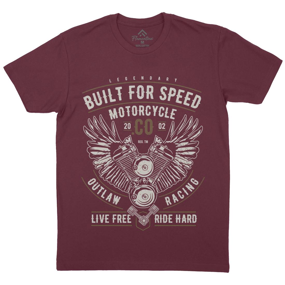 Built For Speed Mens Crew Neck T-Shirt Motorcycles A628