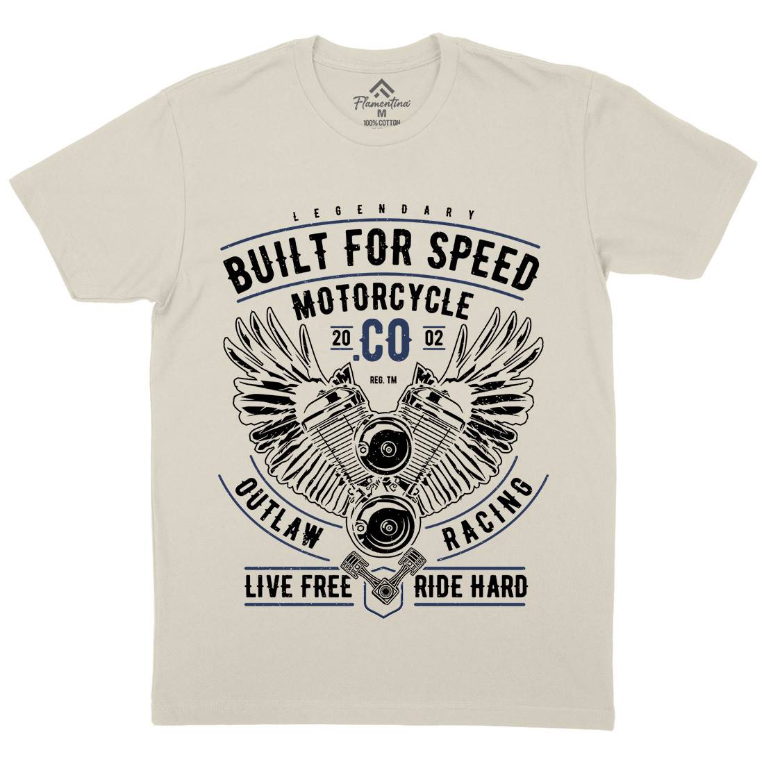 Built For Speed Mens Organic Crew Neck T-Shirt Motorcycles A628