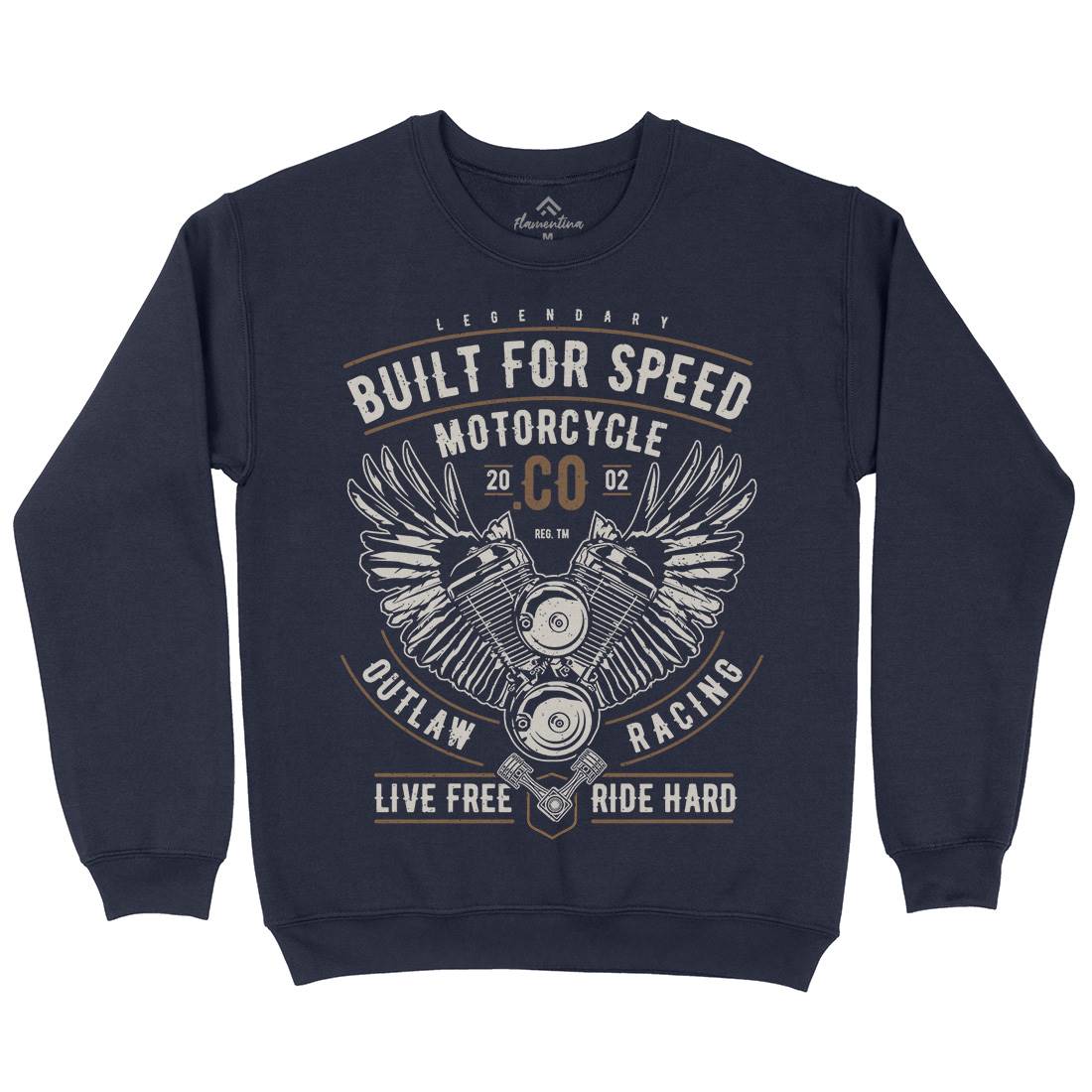 Built For Speed Mens Crew Neck Sweatshirt Motorcycles A628