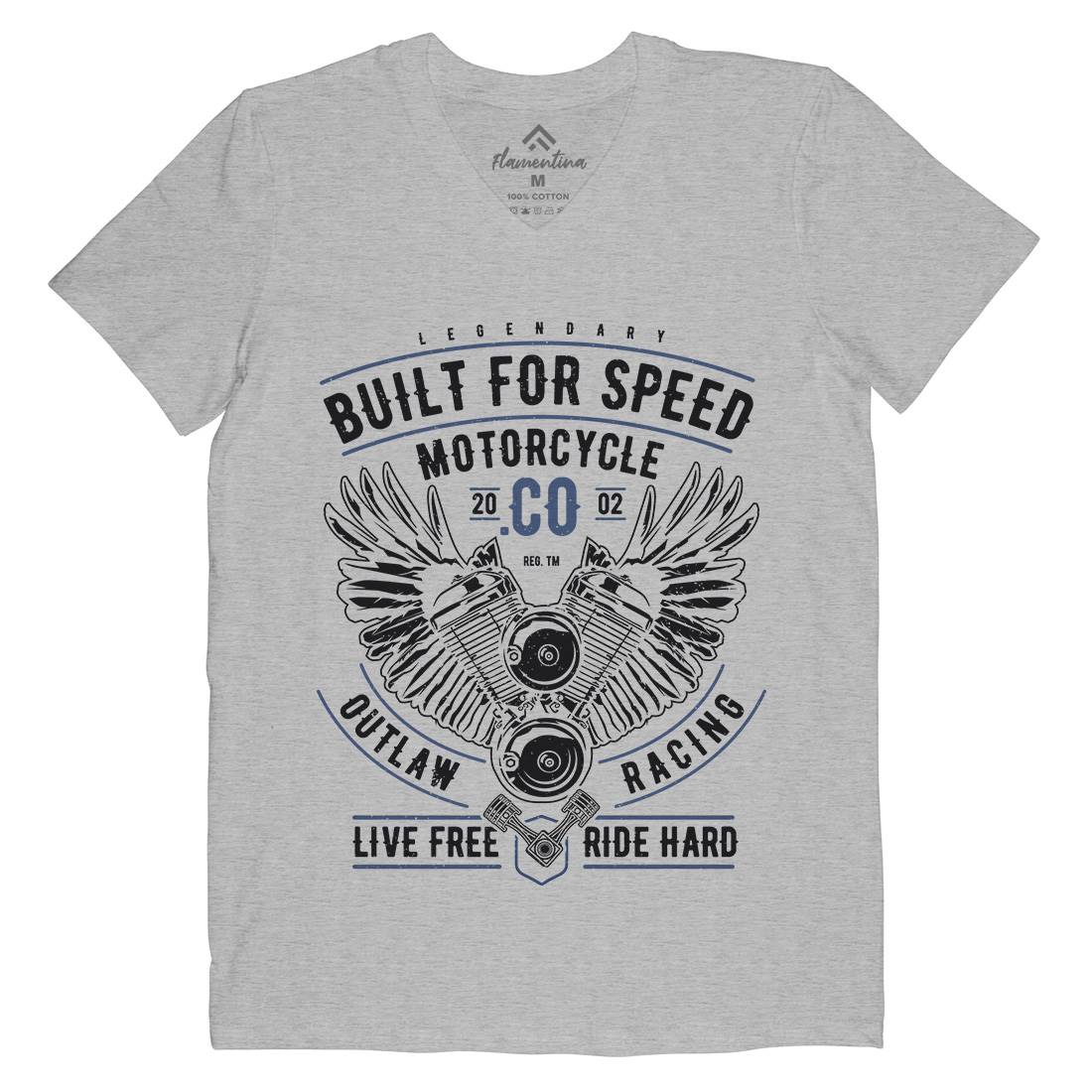 Built For Speed Mens V-Neck T-Shirt Motorcycles A628