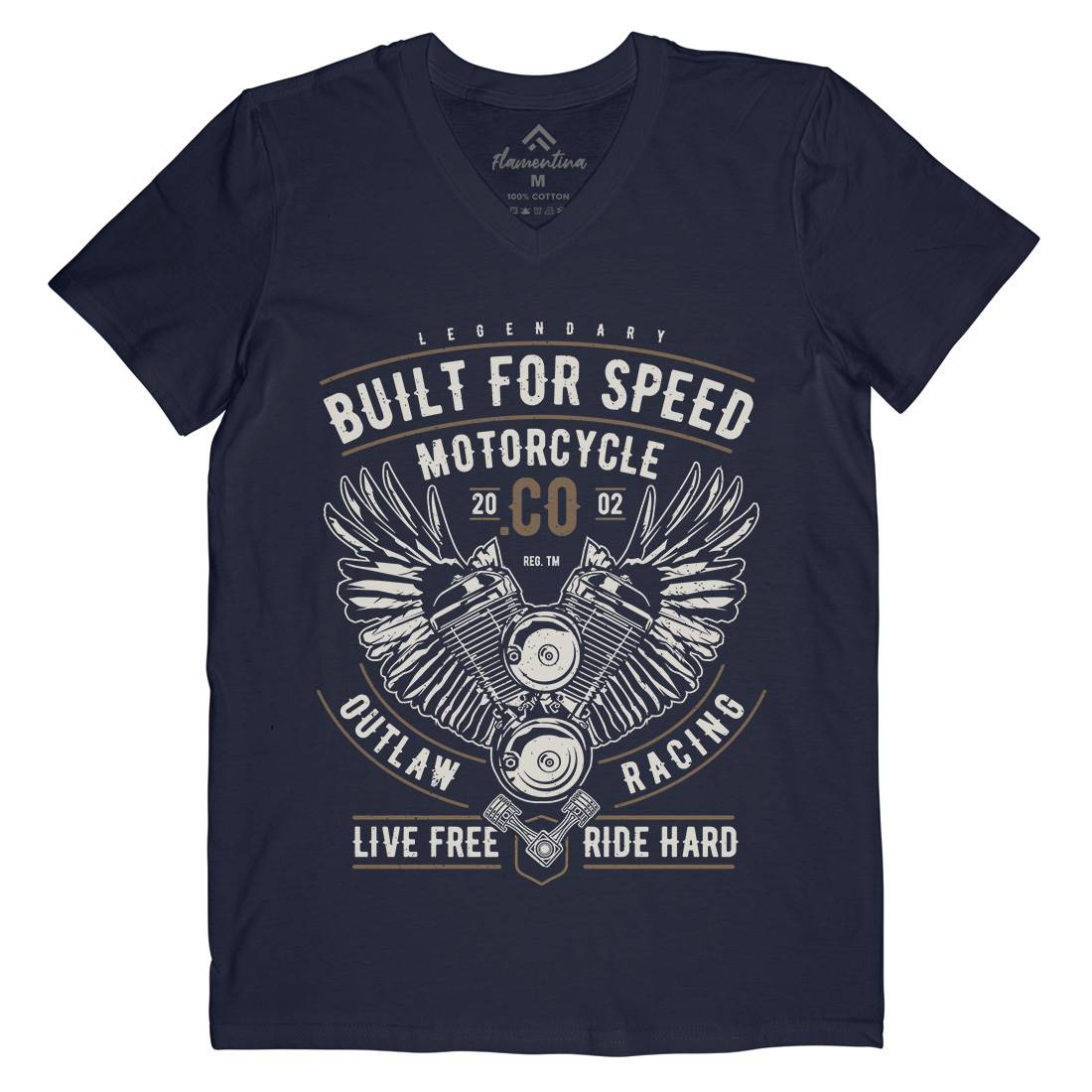 Built For Speed Mens V-Neck T-Shirt Motorcycles A628