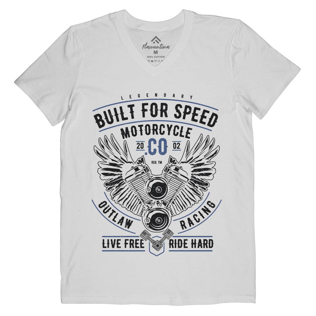 Built For Speed Mens Organic V-Neck T-Shirt Motorcycles A628