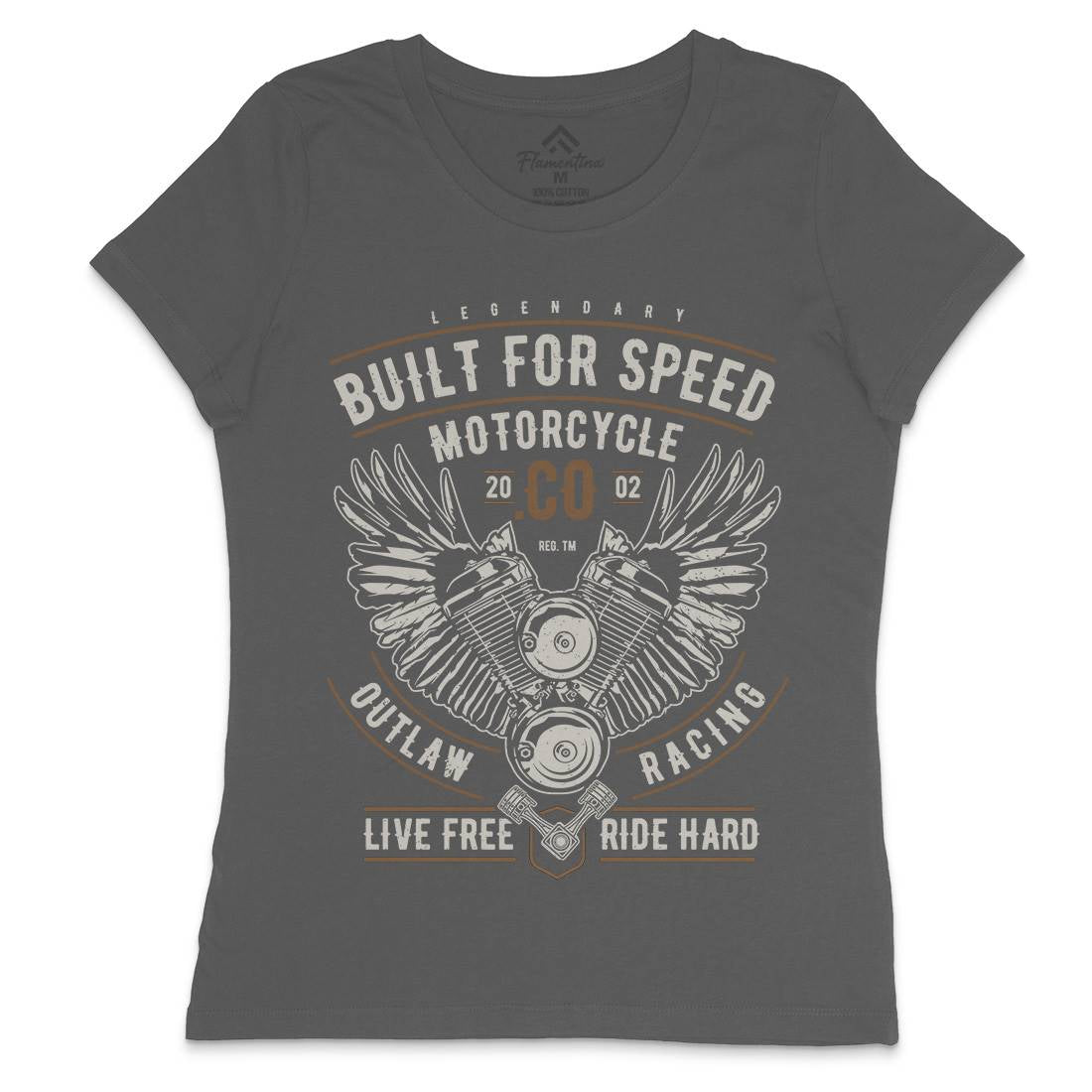 Built For Speed Womens Crew Neck T-Shirt Motorcycles A628