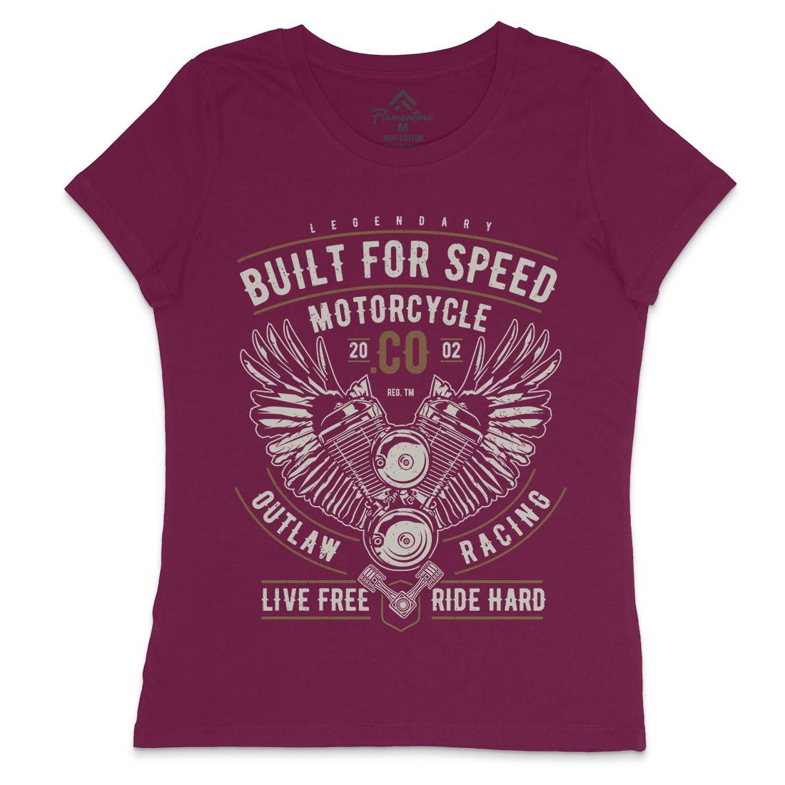Built For Speed Womens Crew Neck T-Shirt Motorcycles A628