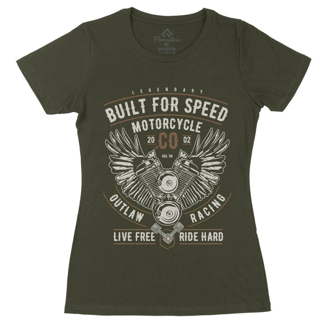 Built For Speed Womens Organic Crew Neck T-Shirt Motorcycles A628