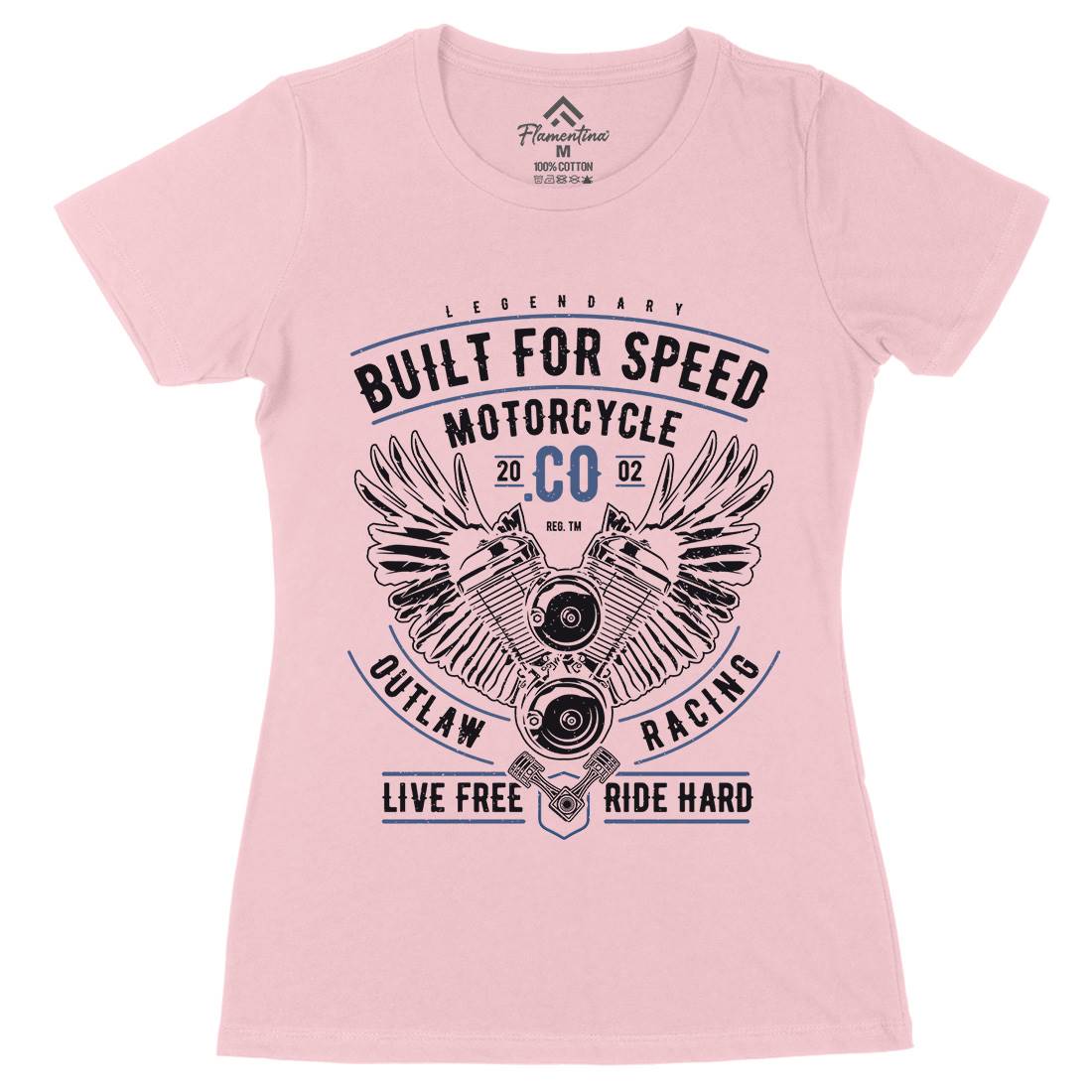 Built For Speed Womens Organic Crew Neck T-Shirt Motorcycles A628
