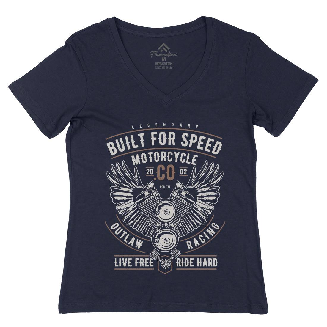 Built For Speed Womens Organic V-Neck T-Shirt Motorcycles A628