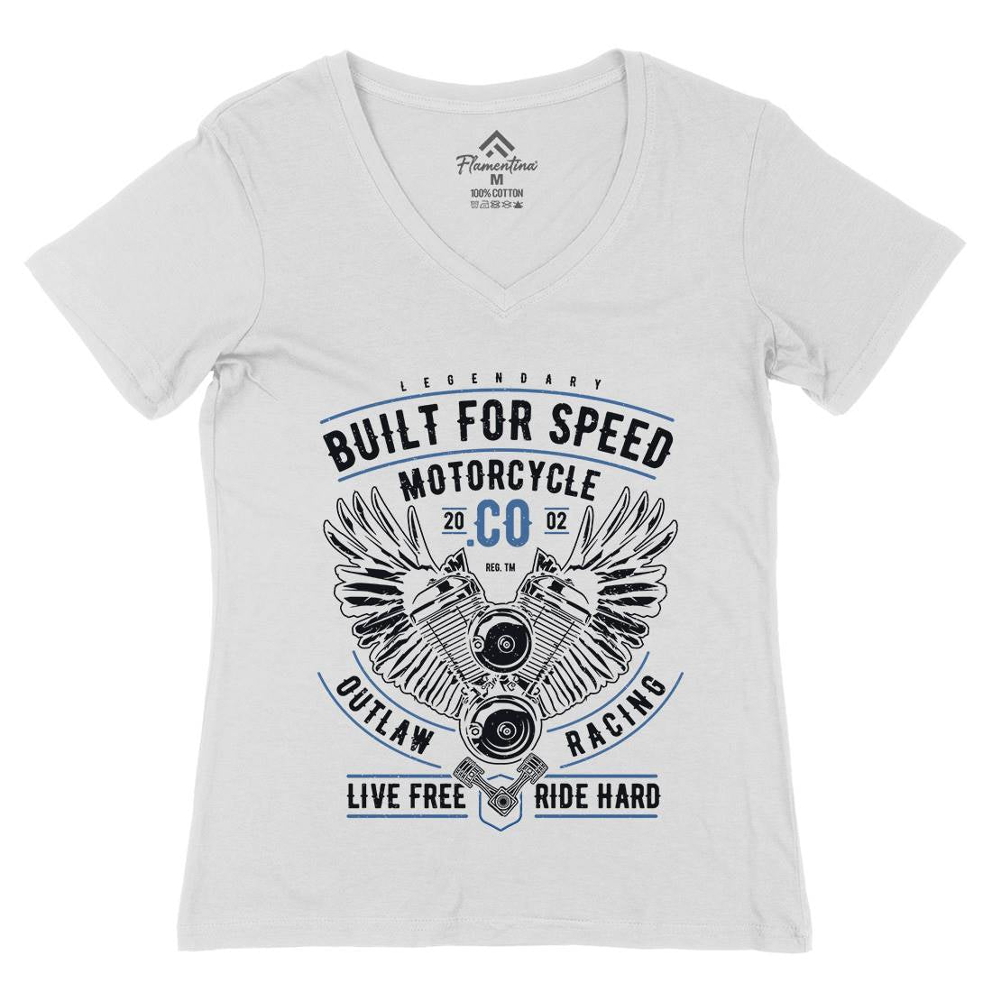 Built For Speed Womens Organic V-Neck T-Shirt Motorcycles A628