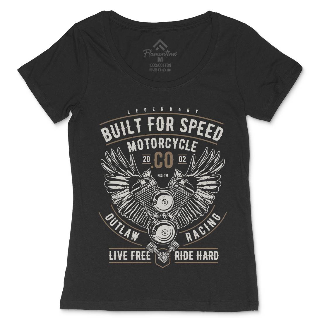 Built For Speed Womens Scoop Neck T-Shirt Motorcycles A628