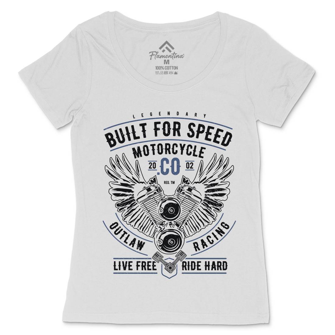 Built For Speed Womens Scoop Neck T-Shirt Motorcycles A628