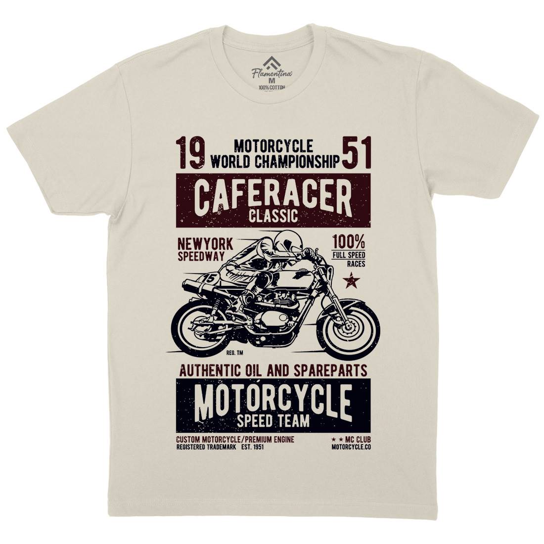 Caferacer Mens Organic Crew Neck T-Shirt Motorcycles A629