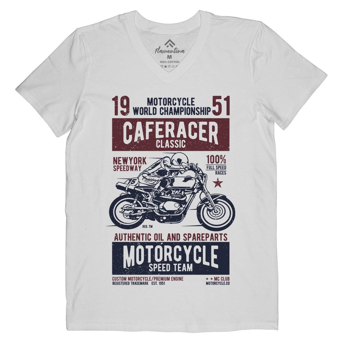 Caferacer Mens Organic V-Neck T-Shirt Motorcycles A629