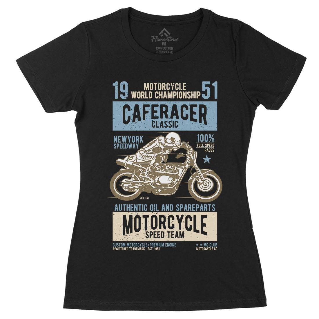 Caferacer Womens Organic Crew Neck T-Shirt Motorcycles A629