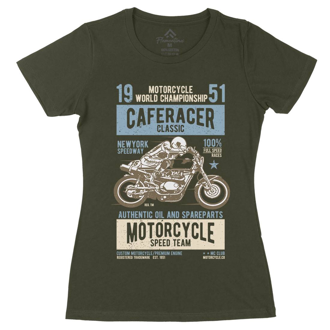 Caferacer Womens Organic Crew Neck T-Shirt Motorcycles A629