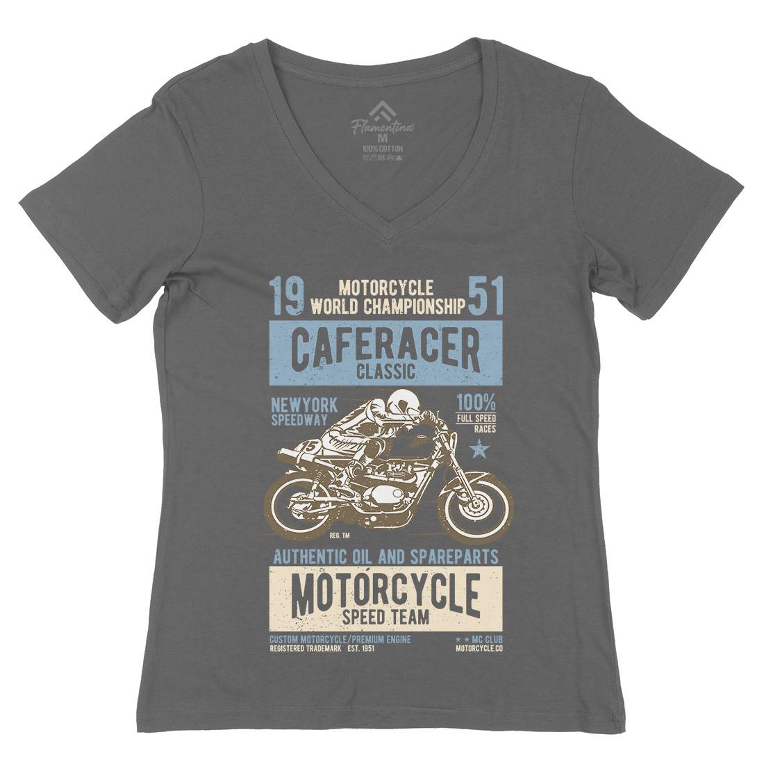 Caferacer Womens Organic V-Neck T-Shirt Motorcycles A629