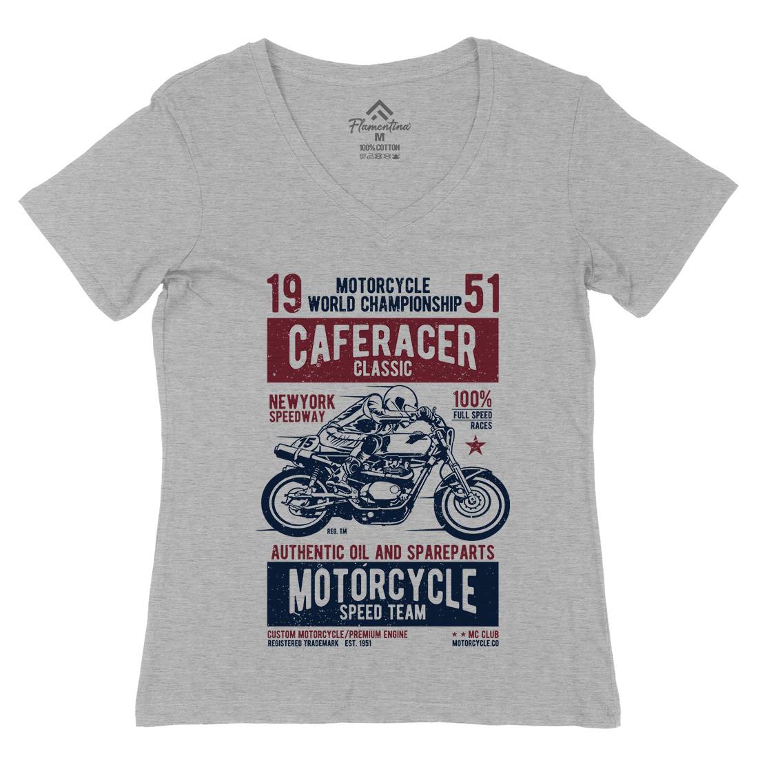 Caferacer Womens Organic V-Neck T-Shirt Motorcycles A629