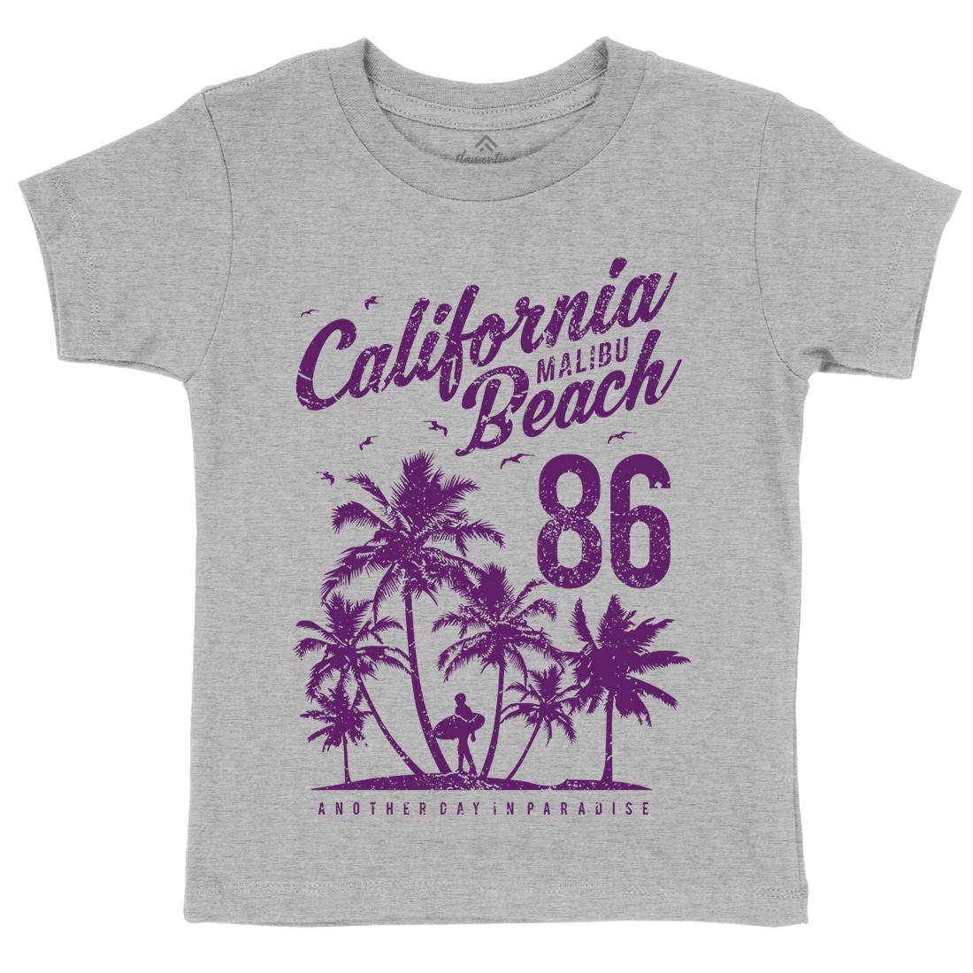 California Malibu Beach Kids Organic Crew Neck T-Shirt Surf A630