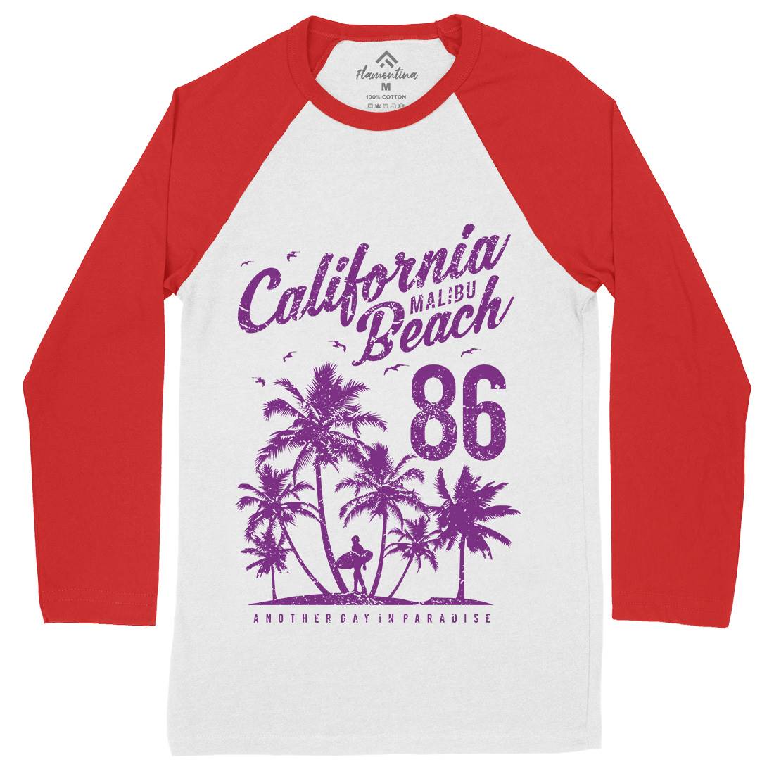 California Malibu Beach Mens Long Sleeve Baseball T-Shirt Surf A630