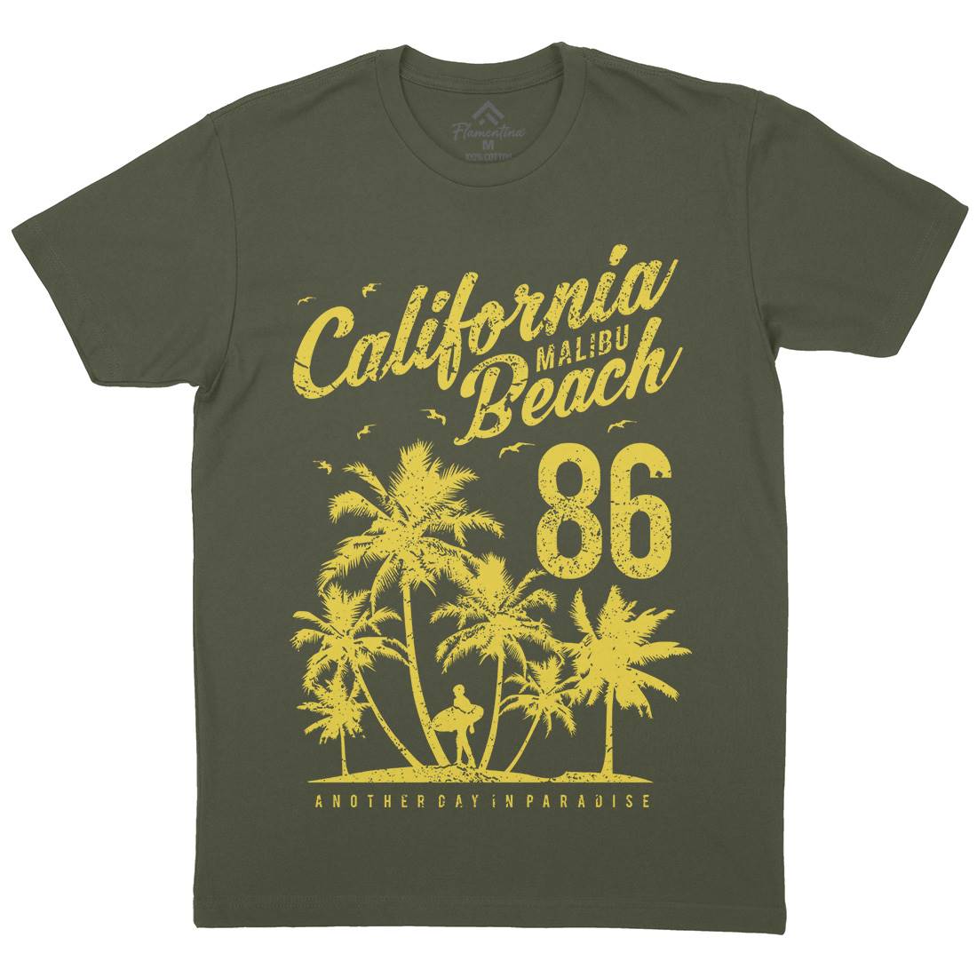 California Malibu Beach Mens Crew Neck T-Shirt Surf A630