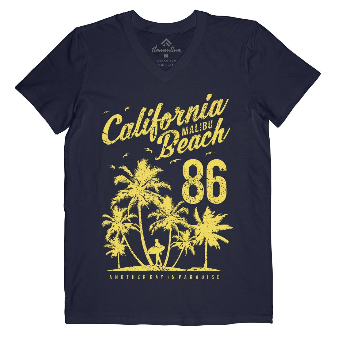 California Malibu Beach Mens V-Neck T-Shirt Surf A630