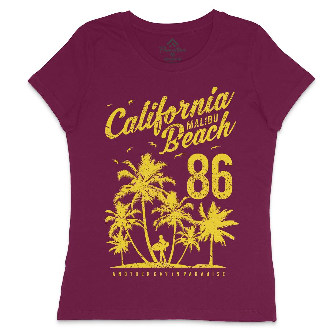California Malibu Beach Womens Crew Neck T-Shirt Surf A630