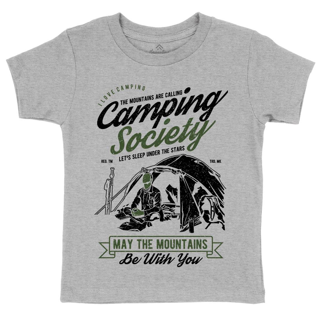 Camping Society Kids Organic Crew Neck T-Shirt Nature A631
