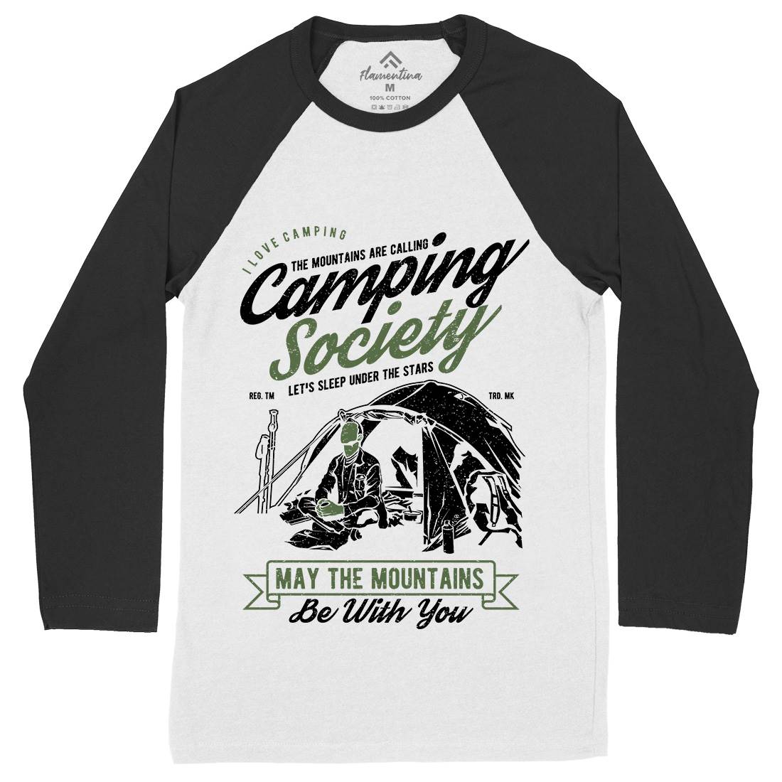Camping Society Mens Long Sleeve Baseball T-Shirt Nature A631