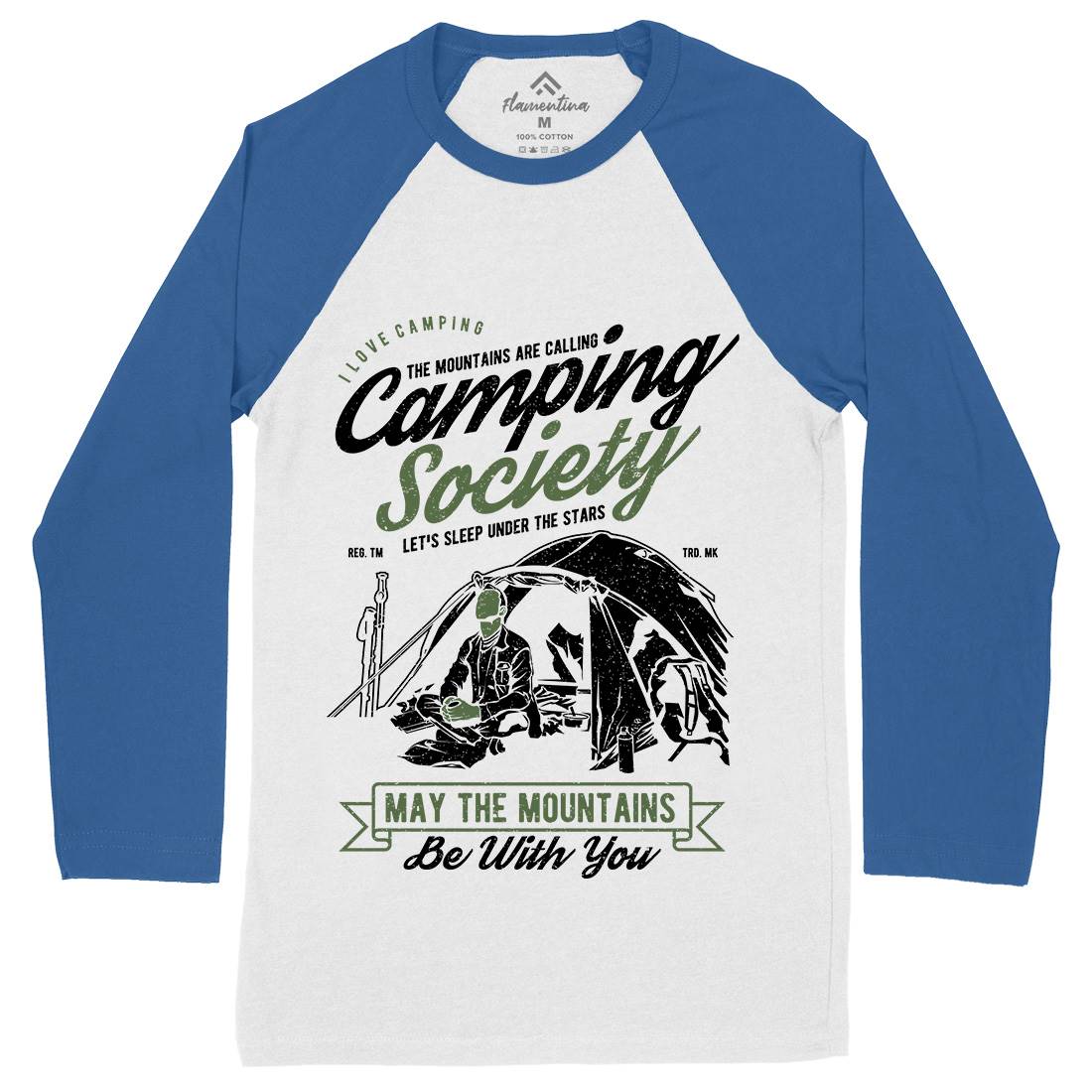 Camping Society Mens Long Sleeve Baseball T-Shirt Nature A631