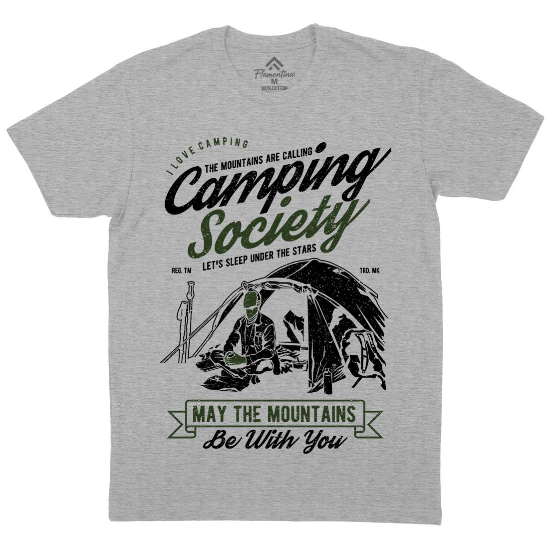 Camping Society Mens Organic Crew Neck T-Shirt Nature A631