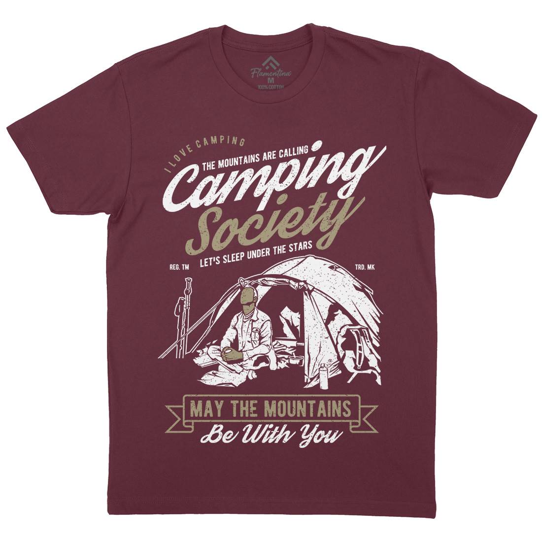 Camping Society Mens Organic Crew Neck T-Shirt Nature A631