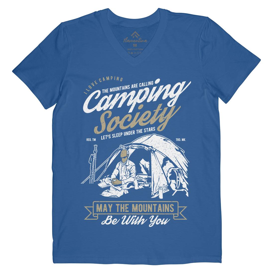 Camping Society Mens V-Neck T-Shirt Nature A631