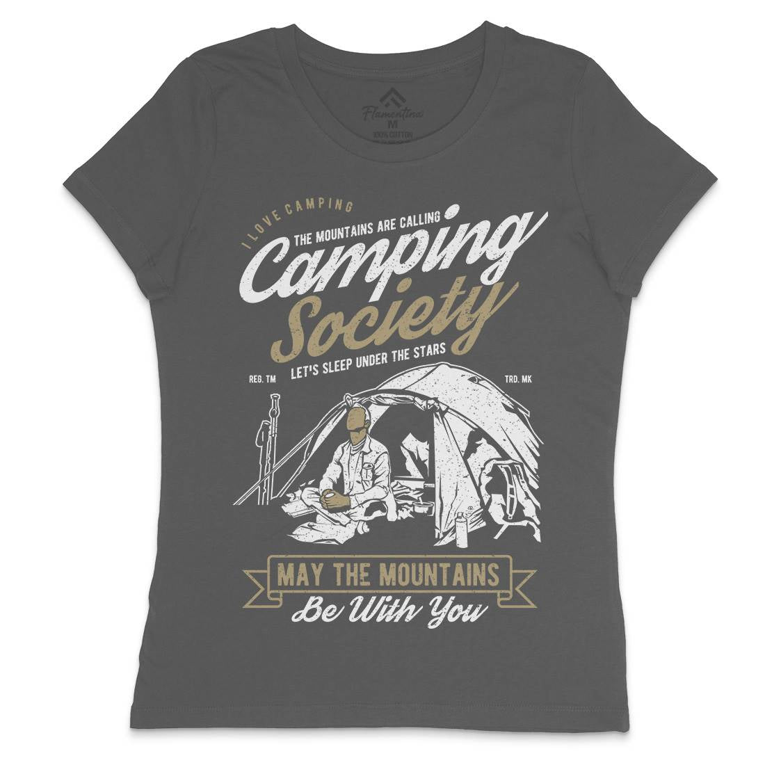 Camping Society Womens Crew Neck T-Shirt Nature A631