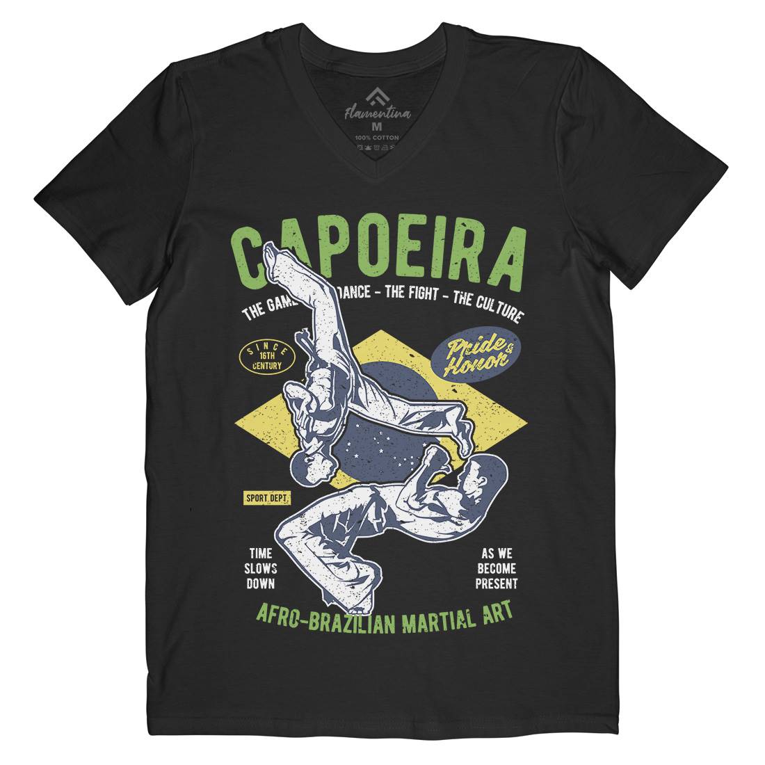Brazilian Capoeira Mens Organic V-Neck T-Shirt Sport A632