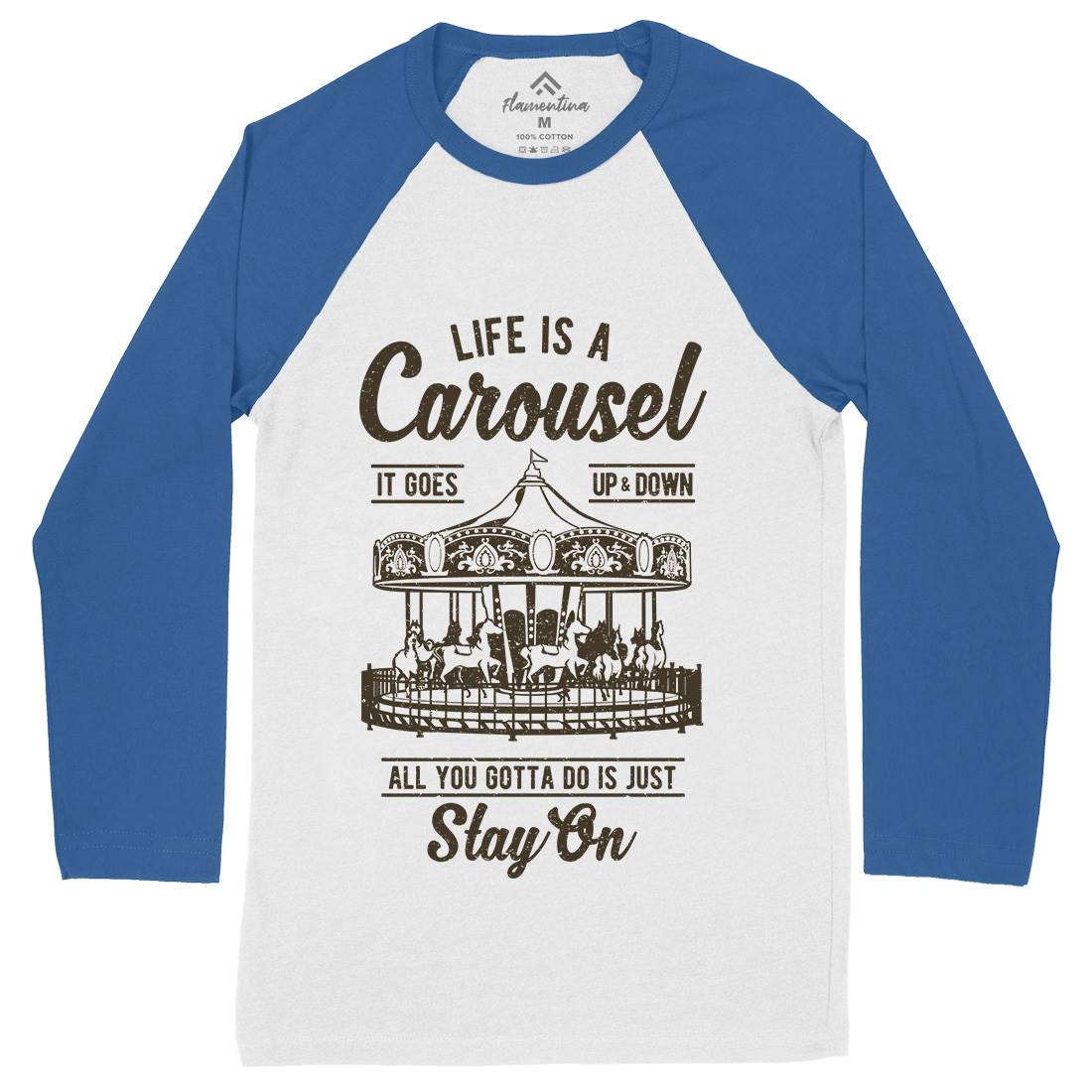 Carousel Mens Long Sleeve Baseball T-Shirt Retro A633