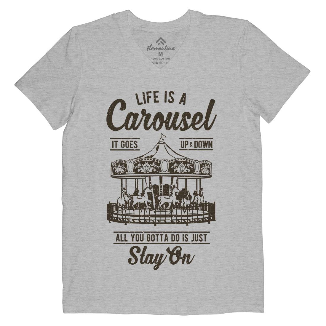Carousel Mens V-Neck T-Shirt Retro A633