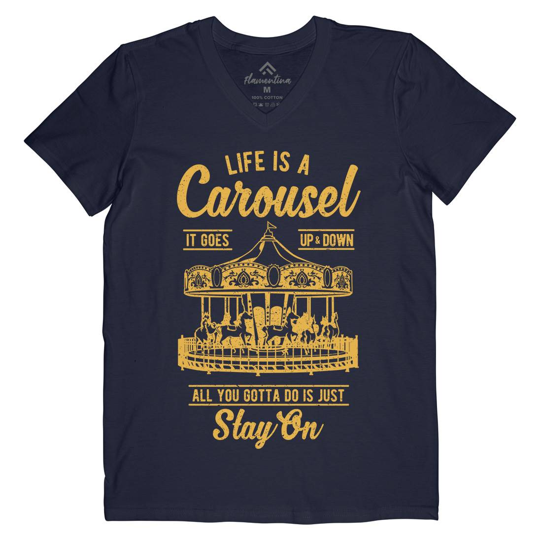 Carousel Mens V-Neck T-Shirt Retro A633
