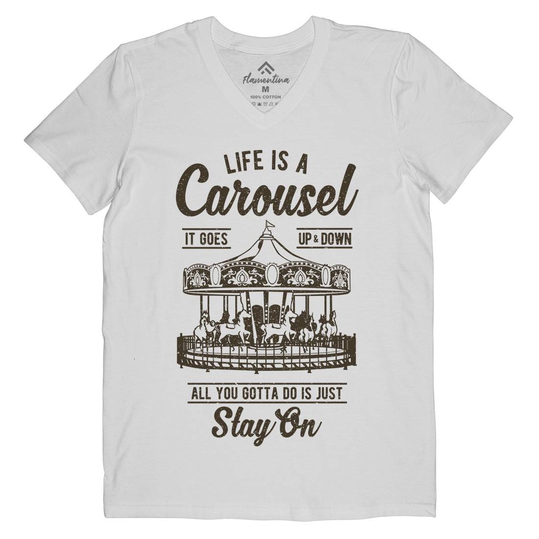 Carousel Mens Organic V-Neck T-Shirt Retro A633