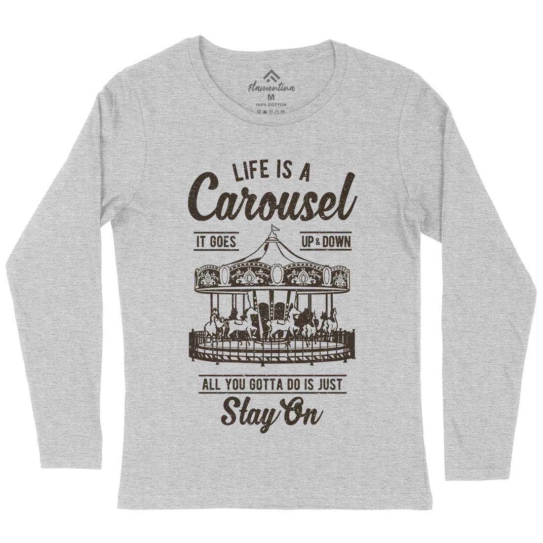 Carousel Womens Long Sleeve T-Shirt Retro A633