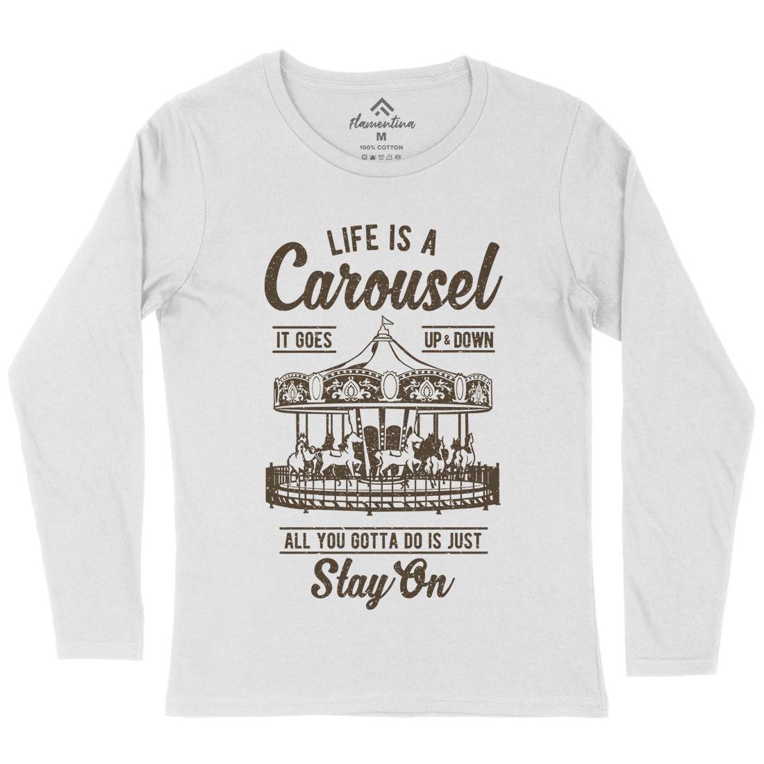 Carousel Womens Long Sleeve T-Shirt Retro A633