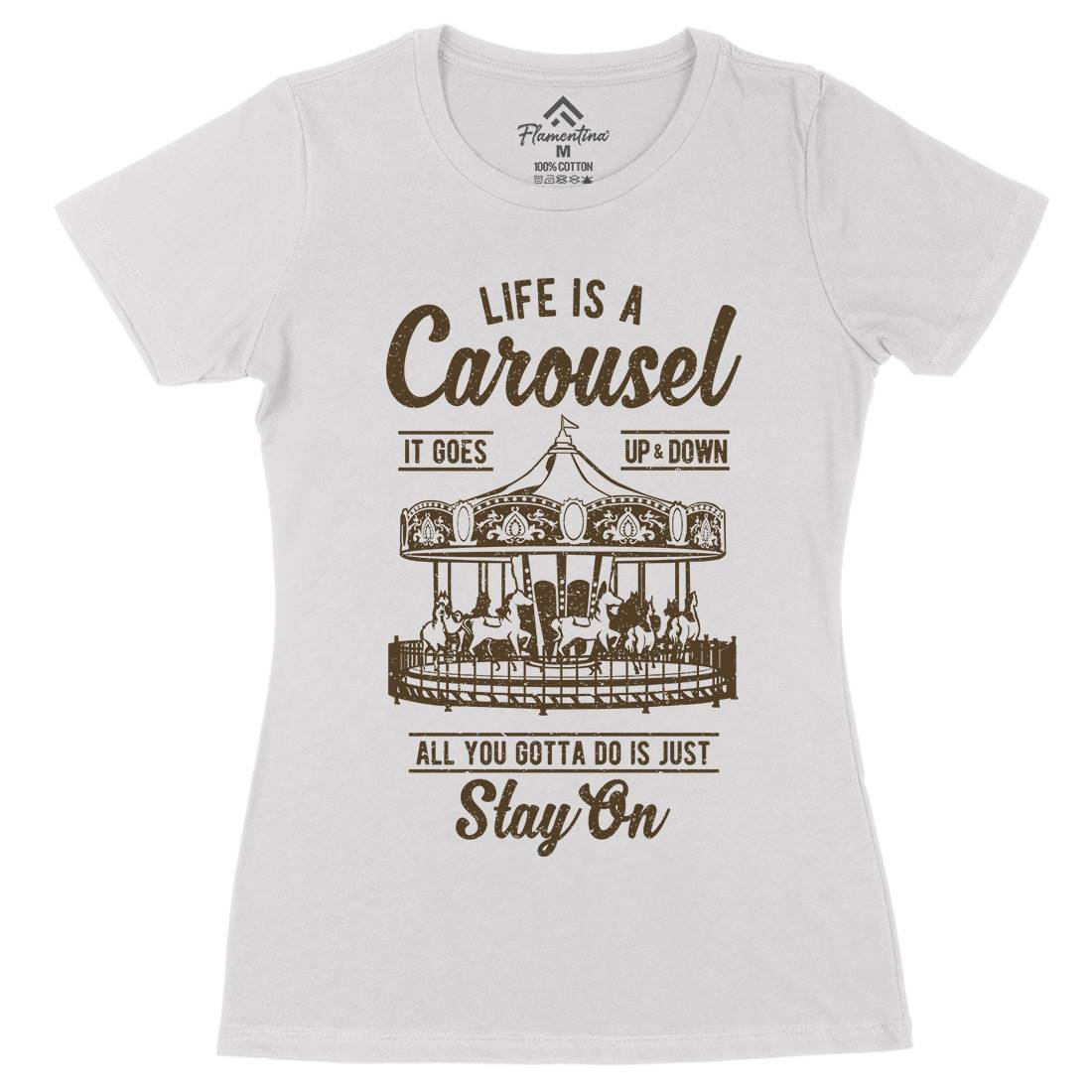 Carousel Womens Organic Crew Neck T-Shirt Retro A633