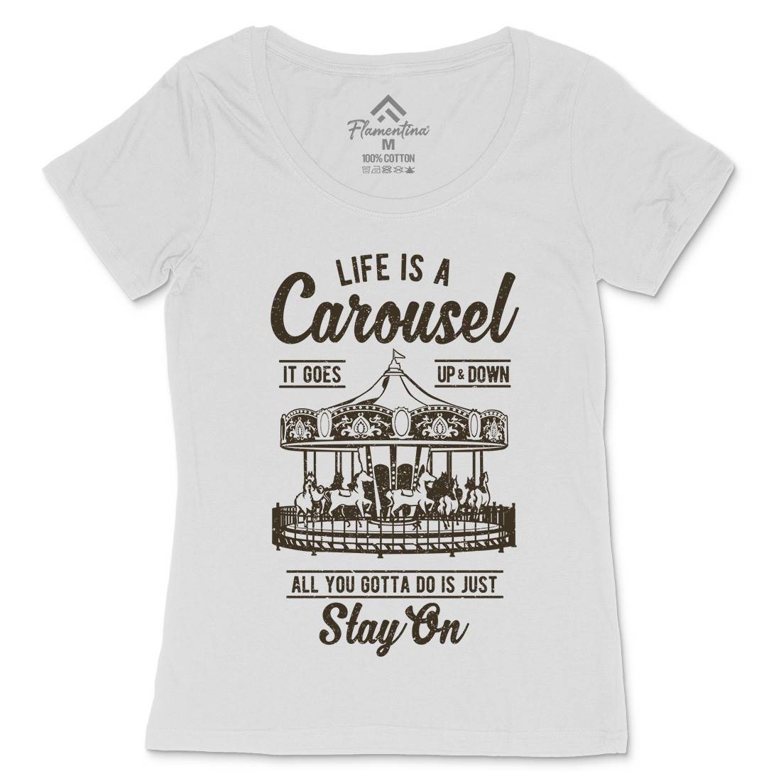 Carousel Womens Scoop Neck T-Shirt Retro A633