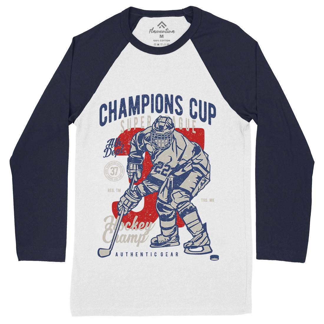 Champions Cup Hockey Mens Long Sleeve Baseball T-Shirt Sport A634