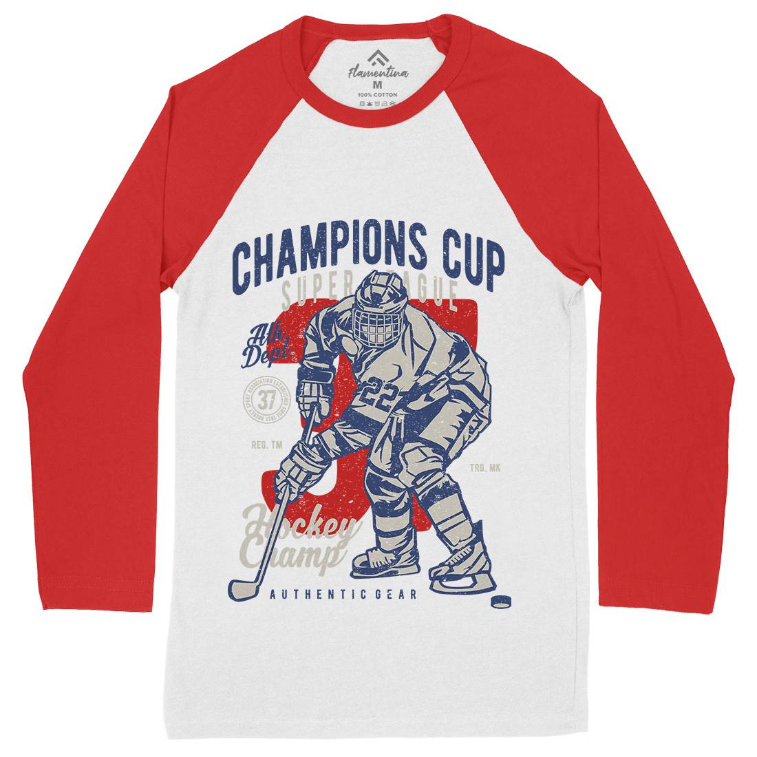 Champions Cup Hockey Mens Long Sleeve Baseball T-Shirt Sport A634