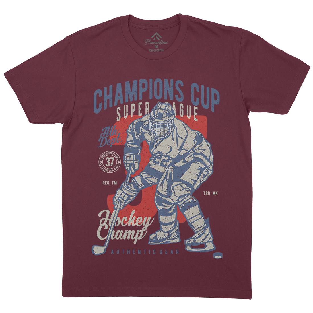 Champions Cup Hockey Mens Organic Crew Neck T-Shirt Sport A634