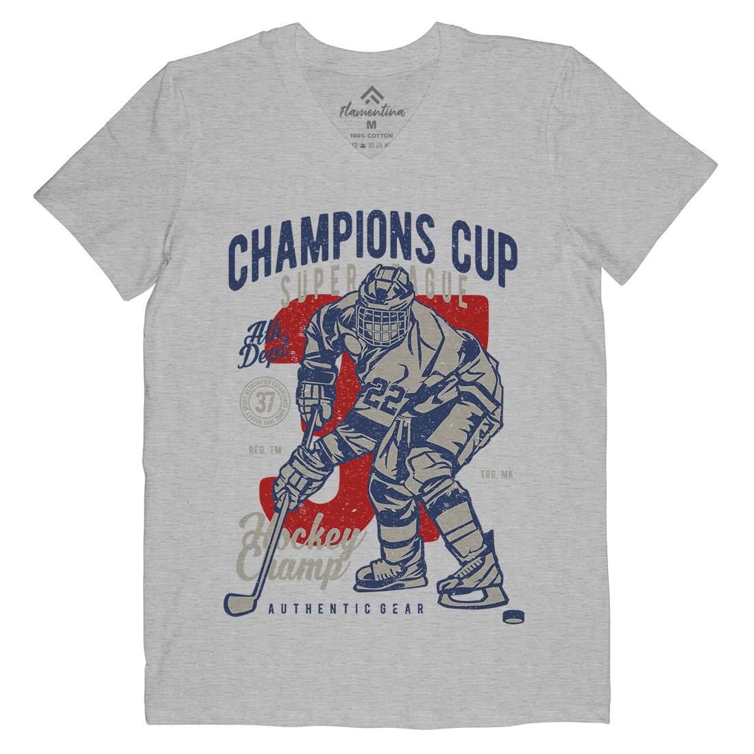 Champions Cup Hockey Mens V-Neck T-Shirt Sport A634